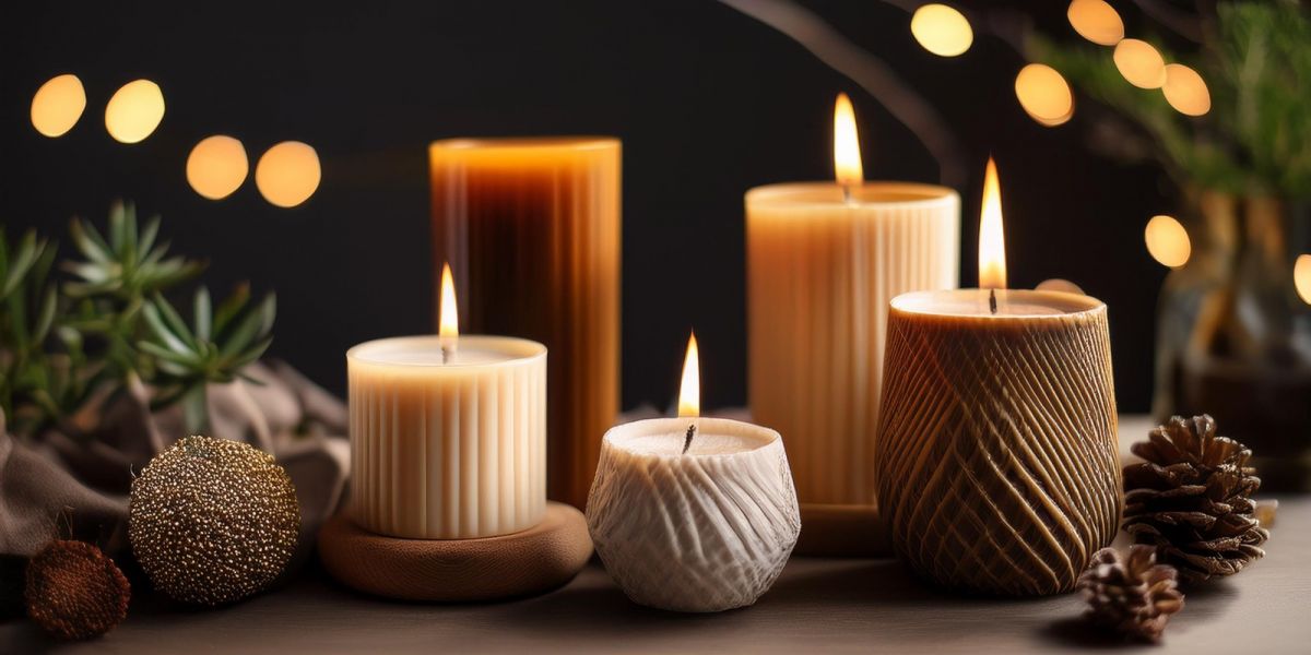 Handgefertigtes Kerzenset mit Dekoration