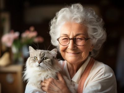 Seniorin mit Ihrer Katze